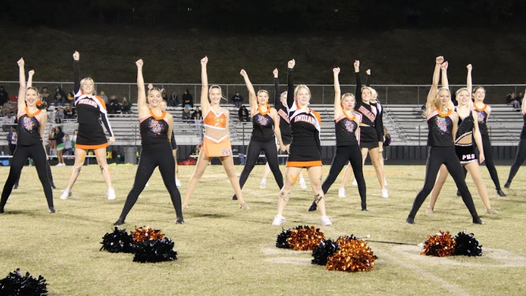 Indianettes+Dance+Team%2C+PHS+Cheerleaders+and+PHS+Twirlers+collaborate+for+fun+new+homecoming+tradition%21