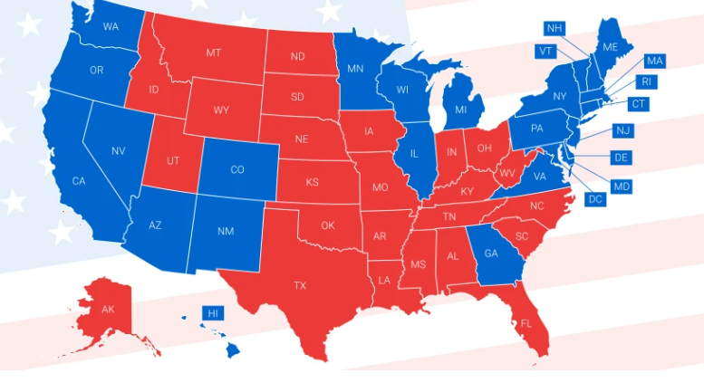 US states by political party per the 2020 election results. 